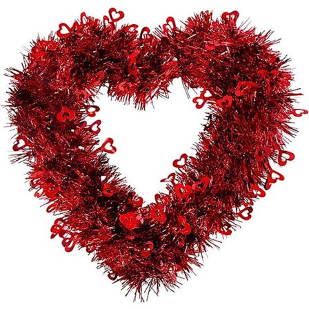Hjärtformad Krans för Alla Hjärtans Dag - Dörrkrans för Alla Hjärtans Dag - Hjärtformade Kransdekorationer - Ornament - Kärlekshängande Girlang