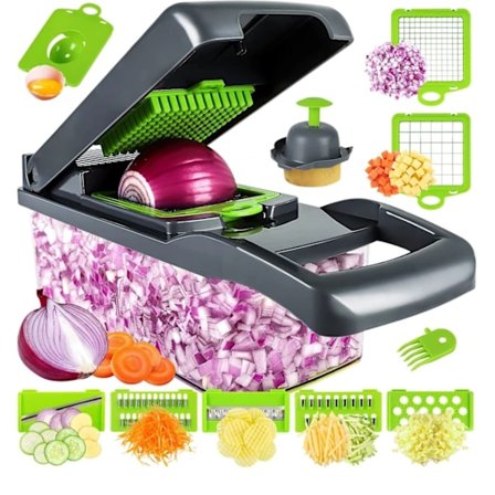 Vihanleikkuri, Ammattimainen Sipulinleikkuri, Monitoiminen 13-in-1 Ruokaleikkuri, 8-Teräinen Keittiöleikkuri