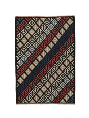 Kilim Qashqai Rug 205X303 Black/Brown Persia