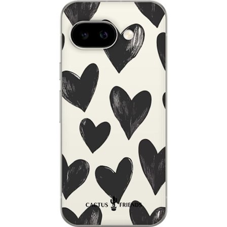 Kompatibelt Mobildeksel til Google Google Pixel 9a Cactus and Friends - Bold Black Love Pattern
