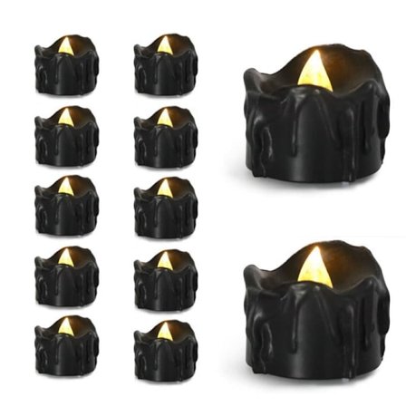 12 stk. LED fyrfadslys uden flamme – batteridrevne lys med realistisk flammelys til Halloween og festdekoration