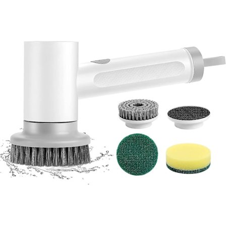 Elektrisk Spin Skrubbemaskine S1, Elektrisk Rengøringsbørste Med 3 Børstehoveder, Badeværelse Genopladelige Skrubbebørster, Bruser Skrubbemaskine Til 
