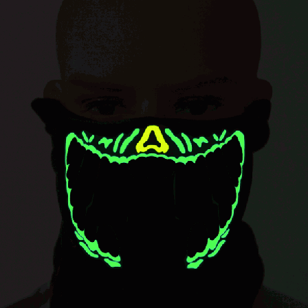 Halloweenmask Led Cold Light Terror Röststyrning Grön