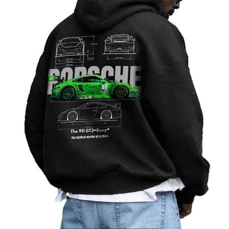 Setcar Porsche911 Print Herre Mote Hetteskjorte for Menn og Kvinner Farge15