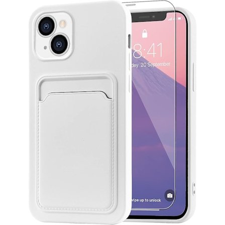 Kompatibelt iPhone 13 (6,1 tum) skal, mobilskal för iPhone 13, kortplats designad för iPhone 13 skal - Vit
