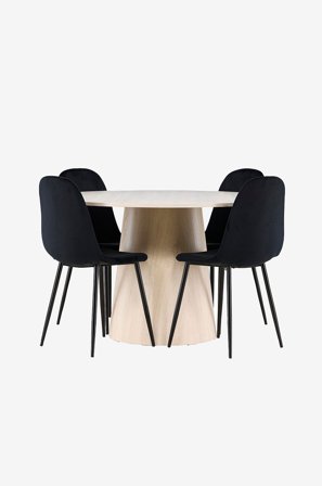 Venture Home - Lanzo spisebord med Polar spisestol - Svart - Spisegruppe 4 personer - Fra Homeroom