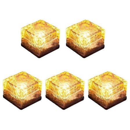 5 stk. Solcelle Glassten Lampe Isterning Lys LED Landskabslys til Jul Udendørs Sti Vej Y