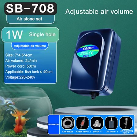 SOBO Silent Aquarium Oxygen Air Pump Fish Tank Adj