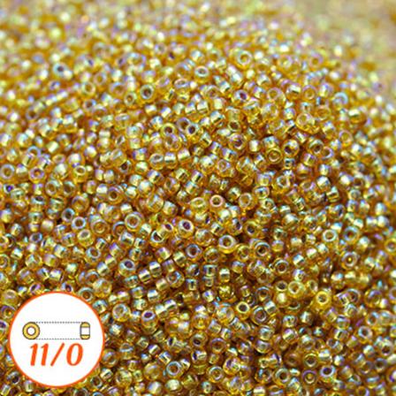 Miyuki seed beads 11/0, silver-lined gold AB, 10g guld