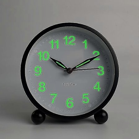 Lydløst Vækkeur - Ikke-tikkende Analog Vækkeure Med Varmt Lys - Minimalistisk Rund[D]