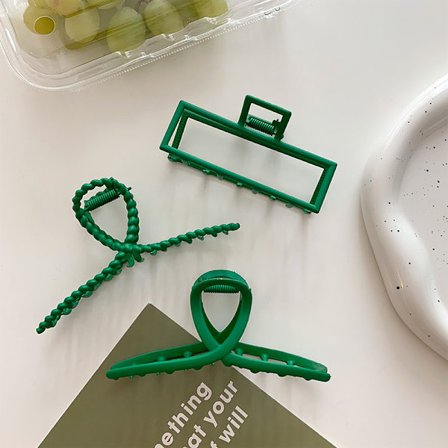 3 gröna hajklämmor metallgreppklämmor (3 modeller)