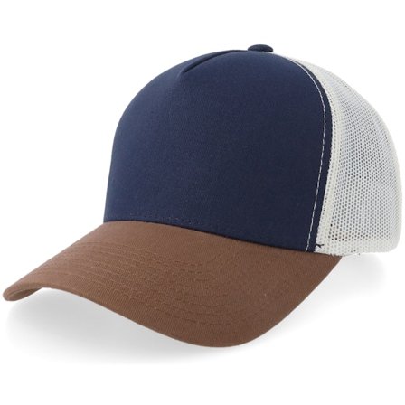 Equip - Blauw trucker Cap - Blank Navy/Stone A-frame Trucker @ Hatstore