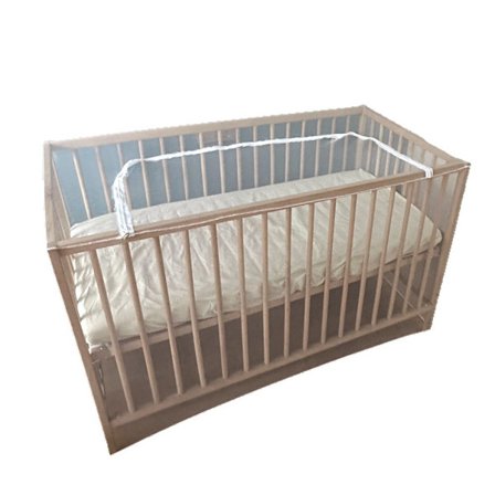 Myggnett for babyseng med glidelåslukking 70x125CMx65CM - Barnesengespredning med myggnett med glidelås