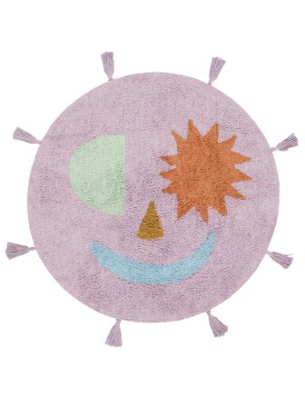 Kjøkken Teppe Smiley Ø 150 Bomull Lilla/Flerfarget