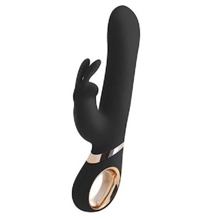 Vibrerende massager - CONDOMSCO - Deluxe Kanin - Dobbelt Stimulation - Medicinsk Silikone - Sort/Gold