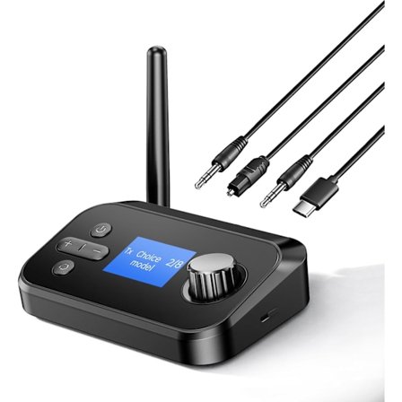Ultra Bluetooth TV-sender og -mottaker, Bluetooth-lydadapter med Aux 3,5 mm/optisk, Bluetooth-splitter for hodetelefoner Airpods-høyttalere