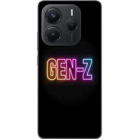 Yhteensopiva Puhelinkuori Xiaomi Xiaomi Redmi Note 14 5G Neontext Gen Z värikkäässä valossa tummaa taustaa vasten modernissa digitaalisessa tyylii