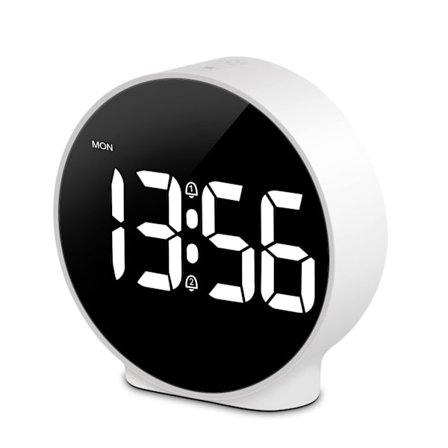 LED Digital Väckarklocka Bordsur Snooze Dimbar 12/24H Dubbel Alarm Veckovisning El/Batteridriven (Energisparläge Efter 8s)