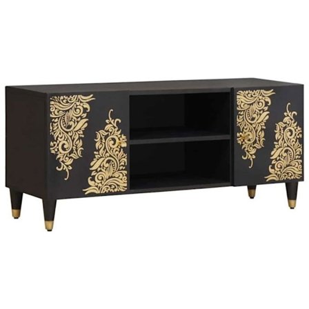 Console Vidaxl TV-bord Svart 105 x 33 x 46 cm Massiv mangoträ