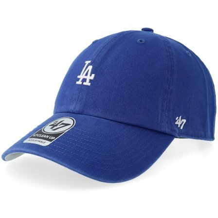 47 Brand - MLB Blå unconstructed Caps - Los Angeles Dodgers Base Runner Clean Up Blue/White Adjustable @ Hatstore