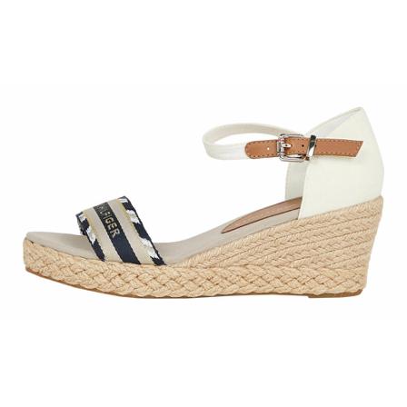 Tommy Hilfiger Keilsandalette Hvid, Dame Sandaler med kilehæl, Størrelse: 40 EU