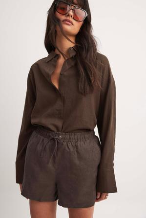 NA-KD Chemise en lin mélangé surdimensionnée - Sets - Brun - EU 38