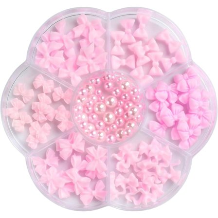 3D Sløyfe-Naggler med Rhinestones Krystallharpiks Nagleartsjarm Rosa Sløyfe Nagleartsdekorasjoner Søt Bånd Nagler