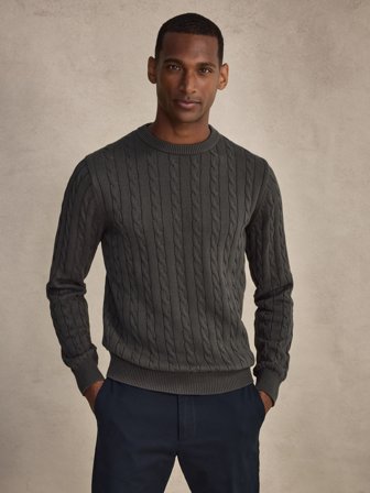 John Henric Men's Grüner Pullover Regular Fit Size M