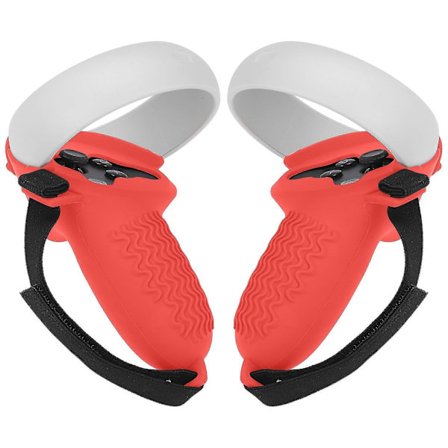 Silikonskal kompatibelt med Oculus Quest 2-kontroller, halkfria tillbehör, med justerbar handrem