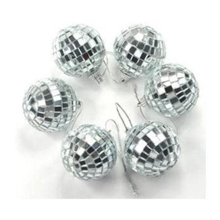 6 stk 1,97 tommers discokule speil fest juletrærpynt dekorasjon med festebånd
