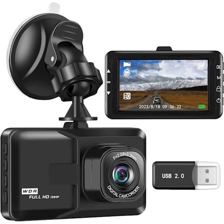 Dashbordkamera for biler, Dashcam 1080P FHD Dash Cam Front 3 tommers skjerm Dashbordkamera med 120° vidvinkel, Super Night Vision, Loop
