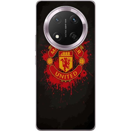Yhteensopiva Puhelinkuori Honor Honor Magic7 Lite Manchester United logo punaisella ja keltaisella värillä, raikas urheilullinen tausta