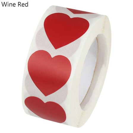 500 st Love Heart Shaped Seal Etiketter VINRÖTT