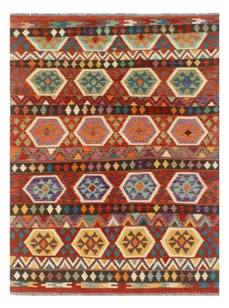 Kilim Afghan Old Style Rug 182X247 Dark Red/Black Wool, Afghanistan