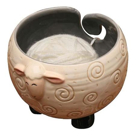 Sleepy Sheep Keramisk Garn Skål Stickning Skål - Håller Garnboll För Gratis Handarbete, 6 tum B X