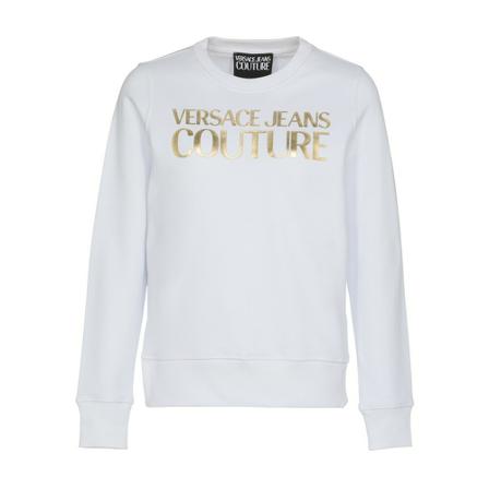 Versace Jeans Couture, Metallic Effect Logo Sweat Shirt Biały, Kobieta, Rozmiar: XS