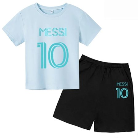 Ny Messi Trykket Barne- T-skjorte + Shorts 2 stk Sett Barn Fotball Gutt Jente Klær Sommer Kort Erme Mote Sportsdrakt