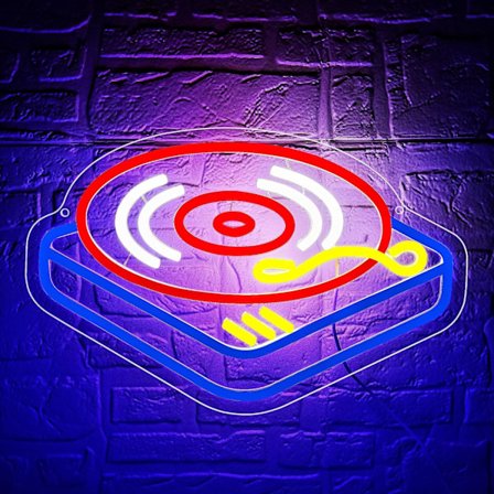 Pladespiller Neonskilt til Vægdekoration Musik Neonlys til Mandehule Dæmpbar LED Lysskilt til Bar Fest Musikstudie Scene