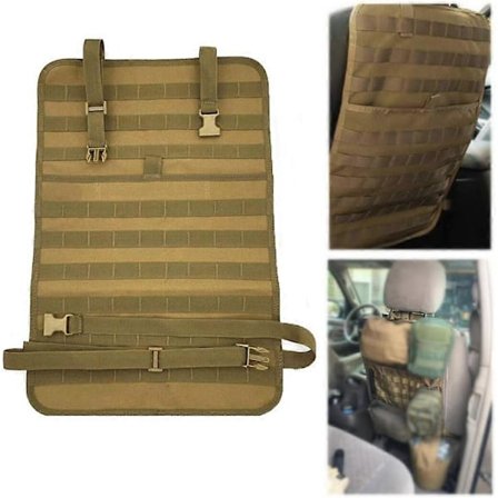 Auton istuimen selkänojan järjestäjä, taktinen Molle-ajoneuvopaneelin istuinsuojan suoja Universaali istuvuus Khaki-