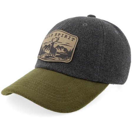 Wild Spirit - Grå unconstructed Keps - Deer In The Wild Olive Patch Wool Charcoal/Olive Dad Cap @ Hatstore