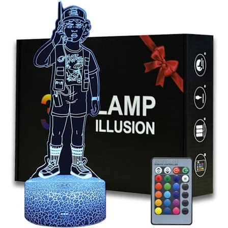 WJ 3D Illusion Stranger Night Light LED-lampe 16 farger endres med fjernkontroll Hjem Soverombelysning Kreative julegaver for gutter jenter