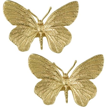 Sett med 2 møbelhåndtak i messing, messing, gull trekkeknott for skuff, skap, øyenstikker (sommerfugl) håndtak