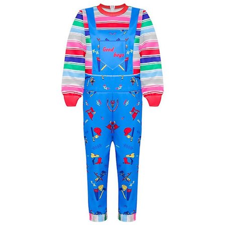 Halloween Child's Play Doll Chucky Cosplay Jumpsuit -asu 2-16-vuotiaille lapsille - sininen
