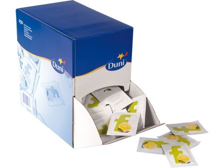 Duni Dispenserlåda för våtservetter, för engångsbruk, citrondoft, 70 x 50 mm 250/fp - Lyreco - Städ och hygien - Tvål och hygien - Våtservetter