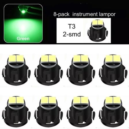 T3 Grön 8-pack Neo Wedge Med 2x2016smd Instrument Belysning Green Gröna 8-pack