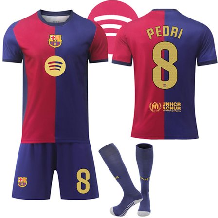 Barcelona Hjemmefotballdrakt Barn & Voksne 2024-2025 Med Sokker Nr.8 PEDRI No.8 PEDRI No.8 PEDRI 24