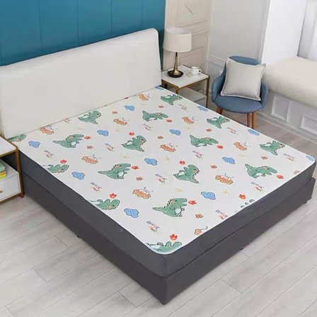 Sklisikre sengunderlag for inkontinens, vaskbare (40" x 60"), myke 4-lags dinosaurer, store gjenbrukbare underlag, vanntett madrassbeskytter