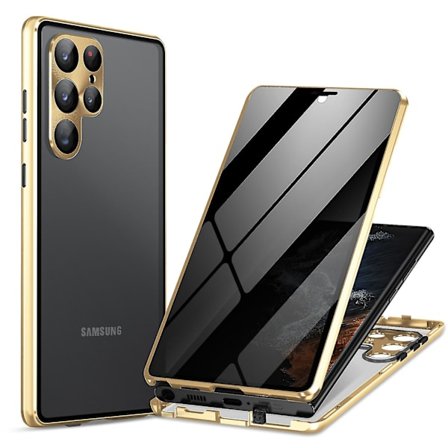 Anti-peep Magnetisk Deksel Kompatibelt Med Samsung Galaxy S23 Ultra, Dobbeltsidig Beskyttelsesdeksel i Herdet Glass