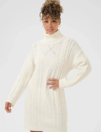 Cream Crskie Knit Dress - White - L