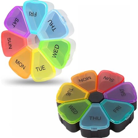 2-pak pilleæske 7 dage rund regnbue pilleæske tabletæske